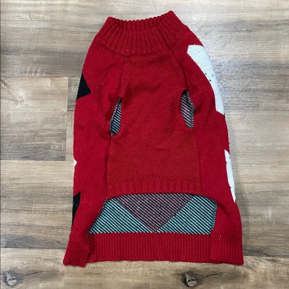 Argyle Dog Sweater - Red, Black, Gray